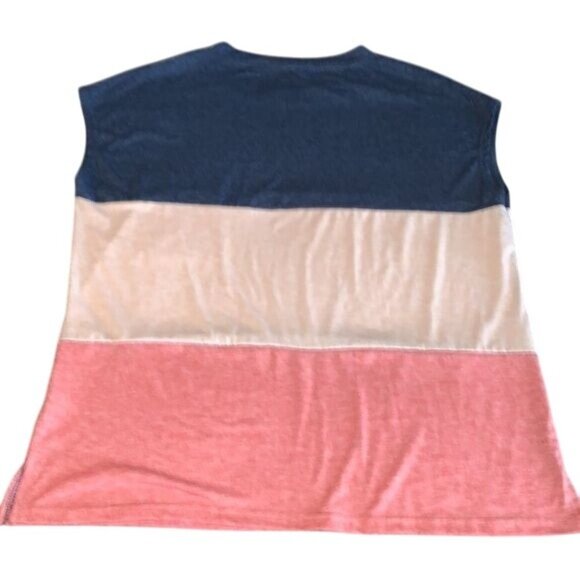 Color Block Tee With Pocket Navy/Beige/Coral XL - Picture 4 of 8